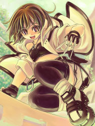 Rule 34 | boots, brown eyes, dagger, gloves, jewelry, knife, mil (xration), monk, monk (ragnarok online), necklace, ragnarok online, solo, thighhighs, weapon
