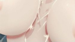 Rule 34 | 00s, 1girl, animated, animated gif, black hair, bouncing breasts, breasts, censored, chopsticks, close-up, food, kanokon, large breasts, long hair, lowres, minamoto chizuru, navel, noodles, nude, nyotaimori, out-of-frame censoring, screencap, solo, view between breasts, water