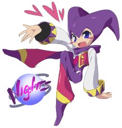 Rule 34 | bai mei (unko1172), blue eyes, blush stickers, hat, heart, jester cap, nights (character), nights into dreams, open mouth, other focus, sega, smile, solo, vest