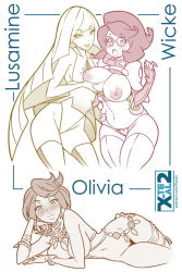 Rule 34 | 3girls, blush, breasts, cameltoe, cleft of venus, covered erect nipples, creatures (company), female focus, game freak, grabbing, grabbing another&#039;s breast, large breasts, lusamine (pokemon), makeup, multiple girls, nintendo, nipples, olivia (pokemon), pokemon, pokemon sm, pubic hair, wicke (pokemon), x-t3al