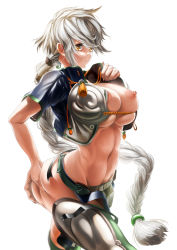 Rule 34 | 10s, 1girl, ass, ass grab, botan mochito, braid, breasts, breasts out, bursting breasts, cloud print, deep skin, female focus, from side, grabbing own ass, highres, huge ass, huge breasts, jacket, kantai collection, large breasts, long hair, looking at viewer, midriff, nipples, onmyouji, puffy nipples, removing jacket, silver hair, simple background, single braid, skindentation, solo, toned, unryuu (kancolle), very long hair, yellow eyes