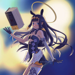 Rule 34 | 1girl, animal ears, ao-chan (ninomae ina&#039;nis), black eyes, black hair, blunt bangs, book, breasts, cleavage, commentary, english commentary, extra ears, feathered wings, floating, floating book, floating object, halo, highres, hololive, hololive english, long hair, looking at viewer, low wings, ninomae ina&#039;nis, pointy ears, shirakawafel, sidelocks, single sleeve, single thighhigh, solo, tentacles, thighhighs, twitter username, virtual youtuber, white wings, wings, zettai ryouiki