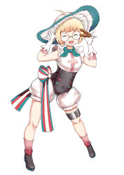Rule 34 | 1girl, absurdres, ahoge, blonde hair, food, glasses, gloves, happy, hat, highres, open mouth, pinkball, short hair, solo, warship girls r, white gloves