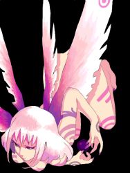 Rule 34 | barefoot, fairy, murata (pixiv49763), nude, oekaki, original, pink eyes, pink hair, solo, tattoo, wings