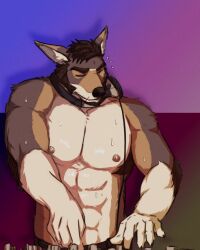 Rule 34 | 1boy, 617foreverwithy, abs, animated, animated gif, bara, bouncing pecs, dancing, disco, furry, furry male, highres, large pectorals, lights, male focus, mature male, muscular, muscular male, mutton chops, navel, nightclub, nipples, panther boy, panther ears, party, pectorals, photo-referenced, seductive smile, smile, solo, standing, stomach, sweat, the smoke room, thick eyebrows, topless male, upper body, very sweaty, william adler (the smoke room)
