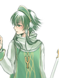 Rule 34 | 00s, 1boy, 867, bad id, bad pixiv id, green eyes, green hair, green theme, hair tubes, hairband, ion (tales), jewelry, male focus, matching hair/eyes, necklace, short hair with long locks, sidelocks, solo, staff, tales of (series), tales of the abyss, white background