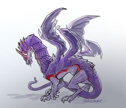 Rule 34 | claws, demon wings, dragon, dragon tail, dragon wings, drooling, fire emblem, fire emblem: the binding blade, highres, horns, idunn (fire emblem), monster, multiple wings, nintendo, purple wings, racecar (racecarart), red eyes, scales, sharp claws, simple background, standing, tail, western dragon, wings