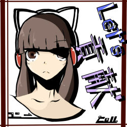 Rule 34 | 1girl, artist name, bad id, bad pixiv id, brown eyes, brown hair, cell-do (quzz), character name, connie (freedom wars), freedom wars, hair ornament, headphones, long hair, portrait, signature, solo, translated