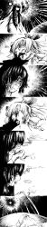 Rule 34 | absurdres, bamboo, bamboo forest, bed sheet, bleeding, blood, comic, death, forest, fujiwara no mokou, greyscale, guro, highres, houraisan kaguya, locomon (artist), long image, monochrome, nature, night, reisen udongein inaba, silent comic, tall image, touhou