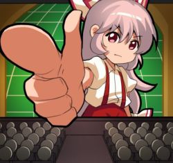 Rule 34 | 1girl, bow, chinese commentary, commentary request, cowboy shot, crowd, foreshortening, fujiwara no mokou, hair between eyes, hair bow, jokanhiyou, long hair, looking at viewer, lowres, movie theater, pants, pink hair, pointing, pointing at viewer, puffy short sleeves, puffy sleeves, red eyes, red pants, shirt, short sleeves, sidelocks, suspenders, touhou, v-shaped eyebrows, very long hair, white bow, white shirt