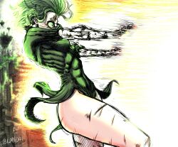Rule 34 | 1girl, abs, fighting, green hair, limn044, one-punch man, sketch, tatsumaki, thighs