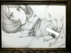 Rule 34 | 1girl, anus, bottomless, censored, clitoris, expressionless, graphite (medium), heart, highres, komeiji satori, looking at viewer, monochrome, pussy, sek-it, short hair, solo, spread pussy, touhou, traditional media, white background