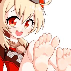 1girl animated animated_png barefoot blonde_hair feet genshin_impact klee_(genshin_impact) kurisaki long_hair looking_at_viewer open_mouth red_eyes soles toes