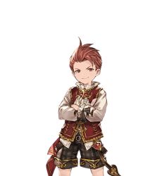 Rule 34 | 10s, 1boy, alpha transparency, granblue fantasy, male focus, minaba hideo, official art, percival (granblue fantasy), red eyes, red hair, shorts, solo, transparent background, aged down