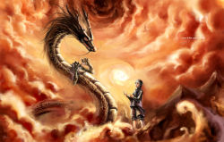 Rule 34 | 1boy, cloud, dothaithanh, dragon, eastern dragon, energy ball, image sample, magic, male focus, original, solo