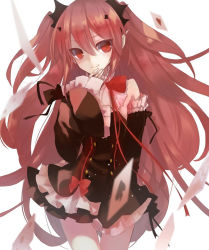 Rule 34 | 10s, 1girl, ace (playing card), ace of hearts, ace of spades, card, floating card, heart, jne, krul tepes, owari no seraph, playing card, pointy ears, red eyes, red hair, solo, spade (shape)