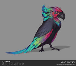 Rule 34 | animal, artist name, beatrice (league of legends), bird, character name, colorful, commentary, english commentary, full body, highres, league of legends, no humans, red eyes, simple background, vladbacescu, watermark, web address