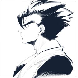 Rule 34 | black eyes, black hair, dragon ball, monochrome, muscular, muscular male, potential unleashed, serious, son gohan, tagme, ultimate gohan
