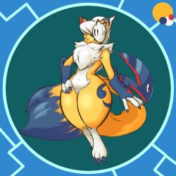 Rule 34 | 1girl, absurdres, digimon, digimon (creature), female focus, fusion, highres, renamon, reppamon, solo, tail