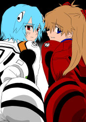 Rule 34 | 2girls, absurdres, all fours, ass, ass focus, ayanami rei, blue eyes, bodysuit, brown hair, butt crack, cameltoe, expressionless, eywy4324, hair ornament, highres, huge ass, long hair, looking back, multiple girls, neon genesis evangelion, pilot suit, plugsuit, red bodysuit, red eyes, shiny clothes, short hair, skin tight, skindentation, smile, souryuu asuka langley, take your pick, two side up, very long hair, white bodysuit