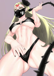 Rule 34 | 1girl, absurdres, bdsm, black sclera, blonde hair, breasts, breasts out, colored sclera, coreintyn, elbow gloves, facial mark, forehead mark, from below, gloves, highres, kaijin hime do-s, large breasts, long hair, looking at viewer, mask, one-punch man, solo, thighhighs, yellow eyes