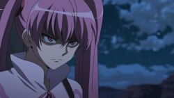 Rule 34 | 10s, 1girl, akame ga kill!, angry, cloud, highres, long hair, mine (akame ga kill!), night, pink eyes, pink hair, sky, solo, standing, star (symbol), twintails