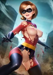 Rule 34 | 1girl, absurdres, artist name, black footwear, black gloves, black thighhighs, blonde pubic hair, bodysuit, boots, breasts, brown eyes, brown hair, building, city, cleft of venus, domino mask, dutch angle, elastigirl, elbow gloves, functionally nude, gloves, helen parr, highres, lips, looking away, mask, mature female, medium breasts, mismatched pubic hair, neoartcore, nipples, nose, outdoors, public indecency, pussy, red bodysuit, shiny clothes, short hair, signature, skin tight, sky, solo, spandex, squatting, superhero costume, swept bangs, the incredibles, thigh boots, thighhighs, thighs, torn bodysuit, torn clothes, uncensored