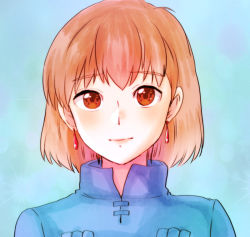 Rule 34 | 1girl, brown eyes, brown hair, closed mouth, earrings, jewelry, kaze no tani no nausicaa, looking at viewer, nausicaa, short hair, smile, solo