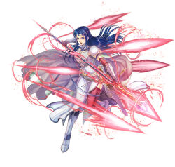 Rule 34 | 1girl, armor, blue eyes, blue hair, breastplate, cape, elbow gloves, female focus, fire emblem, fire emblem: the blazing blade, fire emblem heroes, gloves, holding, holding polearm, holding weapon, isadora (fire emblem), long hair, matching hair/eyes, nintendo, official art, open mouth, pelvic curtain, polearm, shoulder armor, solo, sword, vambraces, weapon, white cape