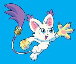 Rule 34 | animal ears, blue eyes, cat, cat ears, digimon, digimon (creature), gloves, holy ring, smile, solo, tail, tailmon