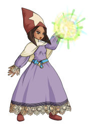 Rule 34 | brown hair, class change, dark-skinned female, dark skin, eyeliner, final fantasy, final fantasy tactics, full body, hat, makeup, rapha galthena, robe, short hair, standing, time mage, time mage (fft), tun