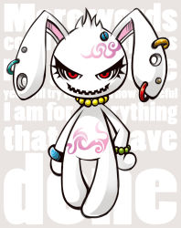 Rule 34 | animal ears, bracelet, rabbit, rabbit ears, ear piercing, furry, hand on own hip, highres, jewelry, looking at viewer, no humans, original, piercing, project.c.k., red eyes, smile, solo, standing