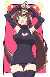 Rule 34 | 1girl, absurdres, aile (mega man zx), black dress, black panties, blush, breasts, brown hair, buzzlyears, cleavage, clothing cutout, detached sleeves, dress, facial tattoo, female focus, green eyes, heart, heart cutout, heart tattoo, highres, large breasts, long hair, mega man (series), mega man zx, mega man zx advent, panties, ponytail, tagme, tattoo, tight clothes, tight dress, underwear