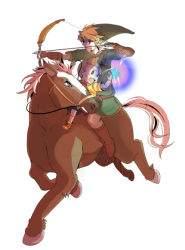 Rule 34 | 2boys, arrow (projectile), blonde hair, blue eyes, bow, bow (weapon), epona, gloves, hat, horse, horseback riding, link, lucas (mother 3), male focus, mother (game), mother 3, mounted archery, multiple boys, nintendo, pointy ears, riding, super smash bros., the legend of zelda, weapon