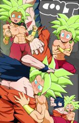 Rule 34 | 1boy, 1girl, absurdres, after fellatio, ass, bracelet, breasts, bulge, clothed sex, coliboly, deepthroat, dragon ball, dragon ball super, ear piercing, earrings, embarrassed, erection, erection under clothes, fellatio, green eyes, hand on another&#039;s head, hetero, highres, jewelry, kefla (dragon ball), large penis, looking at viewer, medium breasts, muscular, muscular female, muscular male, open clothes, oral, penis, piercing, potara earrings, rolling eyes, son goku, surprised, topless, veins, veiny penis