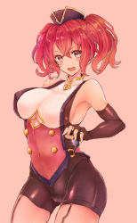 Rule 34 | 1girl, ajipontarou, armpits, bad id, bad twitter id, bare shoulders, black gloves, breasts, cleavage, cleavage cutout, clothing cutout, elbow gloves, fingerless gloves, gloves, granblue fantasy, hat, large breasts, mena (shingeki no bahamut), open mouth, pink hair, sideboob, solo, underboob cutout