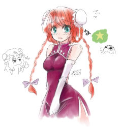 Rule 34 | bare shoulders, blue eyes, blush, braid, china dress, chinese clothes, crossover, dress, embarrassed, gloves, hong meiling, keroro gunsou, oekaki, patchouli knowledge, red hair, touhou, twin braids