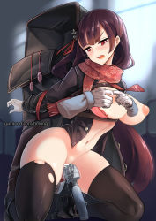 Rule 34 | 1girl, arms behind back, bar censor, bdsm, black thighhighs, blush, bondage, bottomless, bound, bound arms, bra, bra pull, breasts, brown hair, censored, clothes pull, dildo, egg vibrator, girls&#039; frontline, gloves, hair ribbon, half updo, hitachi magic wand, hm (hmongt), inverted nipples, kneeling, lace, lace bra, large breasts, long hair, luggage, navel, nipples, object insertion, official alternate costume, open mouth, pointless censoring, puffy areolae, puffy nipples, pussy juice, red eyes, red ribbon, ribbon, scarf, sex toy, solo focus, spread nipples, tears, thighhighs, torn clothes, torn legwear, underwear, vaginal, vaginal object insertion, very long hair, vibrator, wa2000 (date in the snow) (girls&#039; frontline), wa2000 (girls&#039; frontline), white gloves
