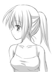 Rule 34 | 1girl, breasts, greyscale, lowres, monochrome, original, ponytail, profile, simple background, solo, upper body, white background, yuyi