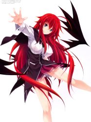 Rule 34 | 10s, 1girl, absurdres, blue eyes, breasts, high school dxd, highres, large breasts, long hair, miyama-zero, official art, red hair, rias gremory, solo, wings