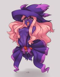 Rule 34 | 1girl, bad id, bad pixiv id, blush, breasts, clitoris, colored skin, creatures (company), fusion, game freak, gen 4 pokemon, haruhisky, hat, long hair, louise francoise le blanc de la valliere, mismagius, monster girl, navel, nintendo, nipples, no hands, no legs, pink eyes, pink hair, pokemon, pokemon (creature), purple skin, pussy, pussy juice, small breasts, solo, spread pussy, tears, tongue, tongue out, torogao, uncensored, witch hat, zero no tsukaima