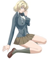 Rule 34 | 1girl, bible black, blonde hair, breasts, curvy, green eyes, highres, jewelry, jody crowley, large breasts, legs, looking at viewer, necklace, nipples, nude, parted lips, school uniform, seductive smile, shin bible black, shoes, sitting, smile, socks, thighs
