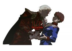 Rule 34 | 2boys, amuro ray, arched back, armor, blonde hair, blood, blood on face, brown eyes, brown hair, cake, cape, char&#039;s counterattack, char aznable, character name, curly hair, dated, food, fruit, gloves, gundam, holding, holding food, jacket, knife, leaning forward, long sleeves, male focus, military uniform, mobile suit gundam, multiple boys, n0m0r3n3v3r, open mouth, plate, short hair, shoulder armor, simple background, stab, strawberry, time paradox, twitter username, uniform, white background, white gloves