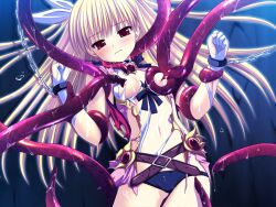 Rule 34 | 1girl, black panties, breasts, game cg, himemiya hiori, koku, magical girl, non-web source, panties, pussy juice, skirt, small breasts, solo, stellula eques, tentacles, torn clothes, underwear