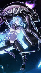 Rule 34 | 10s, 1girl, abyssal ship, blue eyes, bodysuit, breasts, bubble, cape, gloves, glowing, glowing eyes, highres, kantai collection, large breasts, long hair, md5 mismatch, pale skin, personification, resolution mismatch, sakuya tsuitachi, silver hair, solo, wo-class aircraft carrier