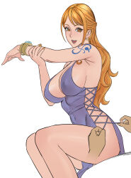 Rule 34 | 1girl, absurdres, alternate costume, artist request, breasts, dress, highres, large breasts, long hair, nami (one piece), nami (one piece) (zou), official alternate costume, one piece, orange hair, short dress, shoulder tattoo, solo, tattoo, uukkaa, very long hair, wide hips