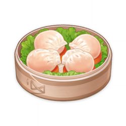 Rule 34 | artist request, bamboo steamer, commentary, dumpling, english commentary, food, food focus, game cg, genshin impact, lettuce, lowres, no humans, official art, simple background, still life, third-party source, transparent background