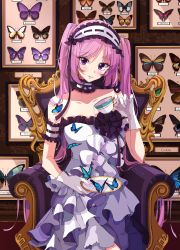 Rule 34 | 1girl, absurdres, animal, armchair, bad id, bad pixiv id, bare shoulders, blush, bug, butterfly, chair, choker, collarbone, commentary request, cup, dress, fate/grand order, fate/hollow ataraxia, fate (series), framed insect, frilled choker, frilled hairband, frills, gloves, hairband, head tilt, highres, holding, holding cup, indoors, insect, looking at viewer, osanai, parted lips, pink hair, pouring, purple eyes, ribbon-trimmed choker, ribbon-trimmed hairband, ribbon trim, saucer, sidelocks, signature, sitting, solo, stheno (fate), strapless, strapless dress, teacup, too many, too many butterflies, twintails, white choker, white dress, white gloves, white hairband