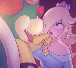 Rule 34 | 1boy, 1girl, absurdres, armband, armlet, blonde hair, blue dress, blue eyes, bowser, breasts, claws, clothes, crown, domination, dress, earrings, eye contact, furry, furry male, furry with non-furry, hand on another&#039;s face, hellobirde, hetero, highres, horns, interspecies, jewelry, kiss, large breasts, long hair, long tongue, looking at another, mario (series), monster, netorare, nintendo, red eyes, rosalina, saliva, saliva trail, shell, size difference, spiked armlet, star (symbol), submission, super mario galaxy, tongue, turtle shell