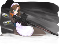 Rule 34 | 1girl, anti-materiel rifle, combat maid, gun, lahti l-39, maid, nekohige, original, solo, weapon